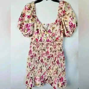 NSR Puff Sleeve Smocked Minidress